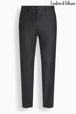 Charcoal Wool Flannel Slim Fit Trouser